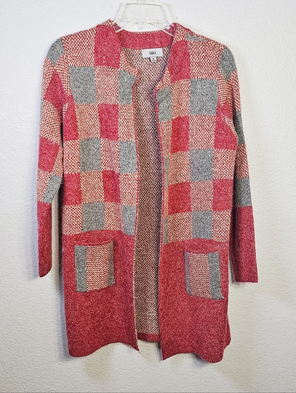 Yaira Buffalo Plaid Open Cardigan Sweater Size M Cozy Fall